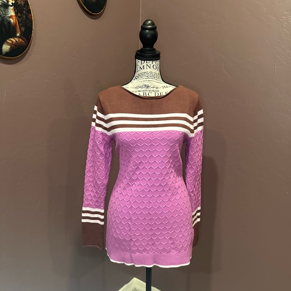 Pink and Brown Striped Sweater